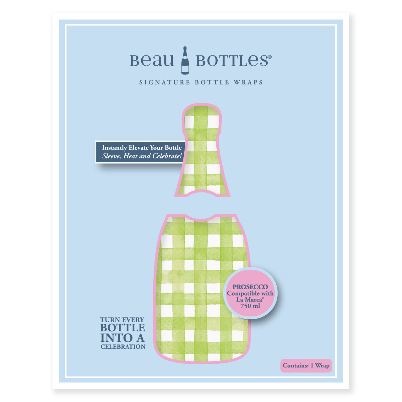 Beau Bottles Matcha Lemonade Picnic Gingham- Prosecco Collection