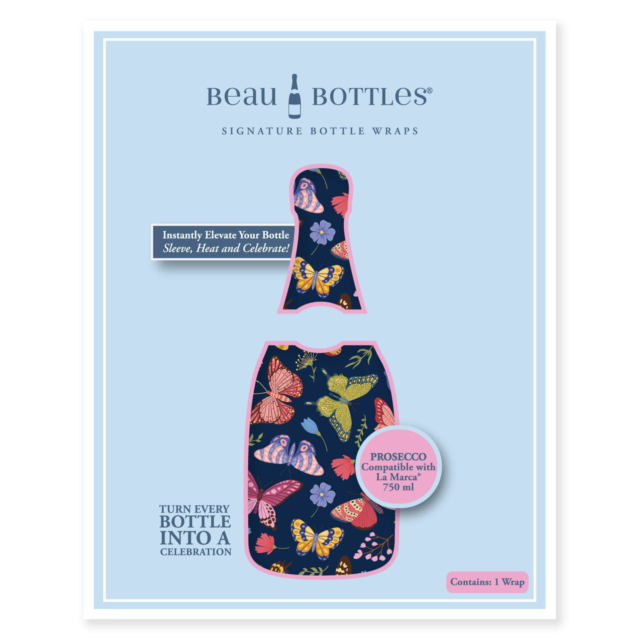 Beau Bottles Midnight Butterfly Garden- Prosecco Collection