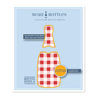 Thumbnail for Red and White Gingham – Champagne Collection Bottle Wrap on Champagne Bottle
