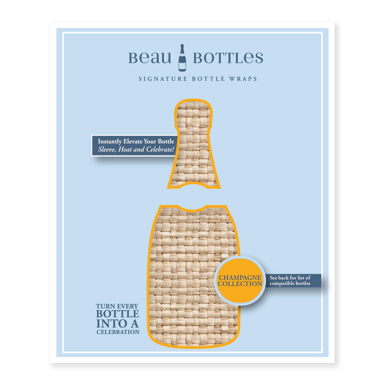 Honey Rattan Weave– Champagne Collection Bottle Wrap on Champagne Bottle