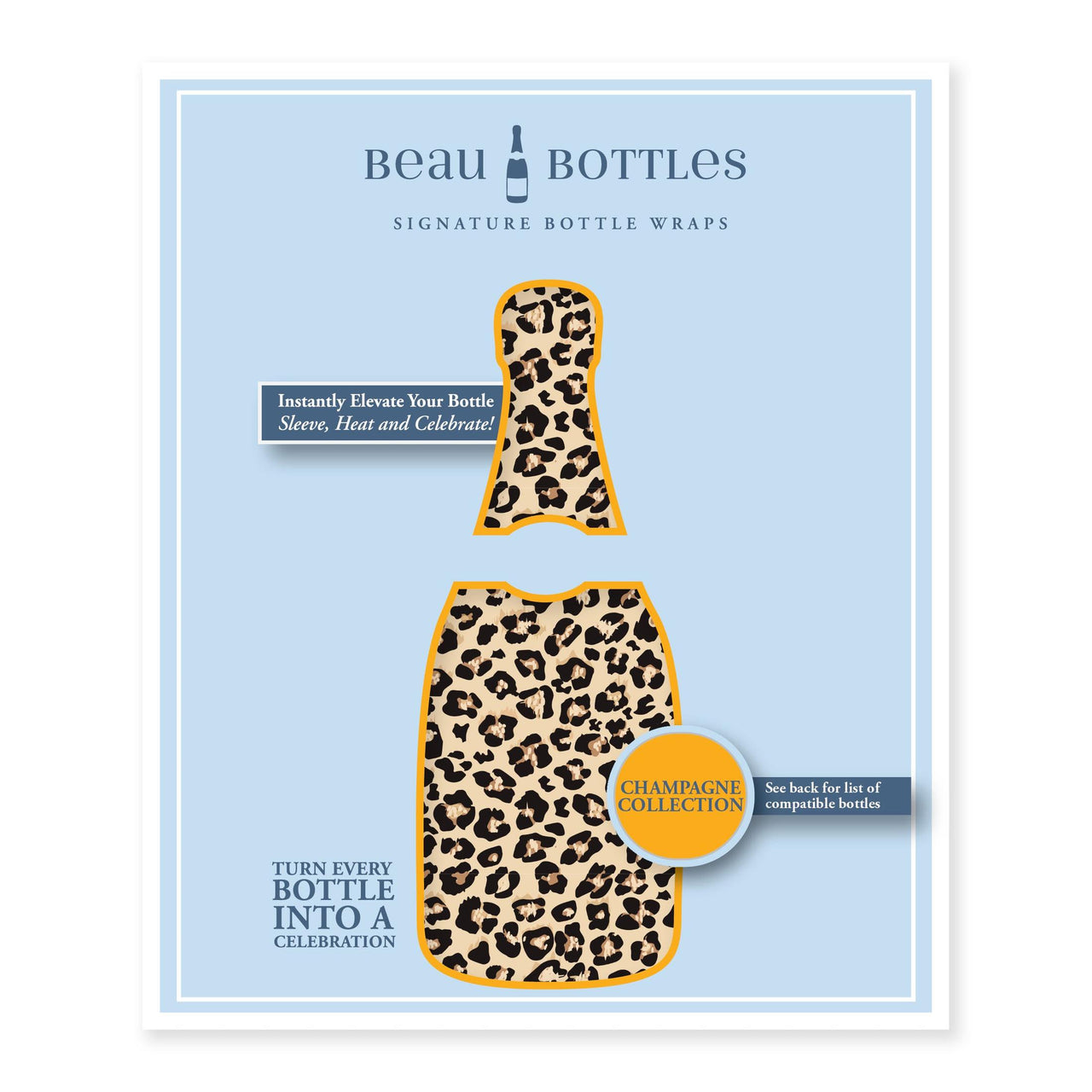 Tan Leopard Bottle Wrap on Champagne Bottle