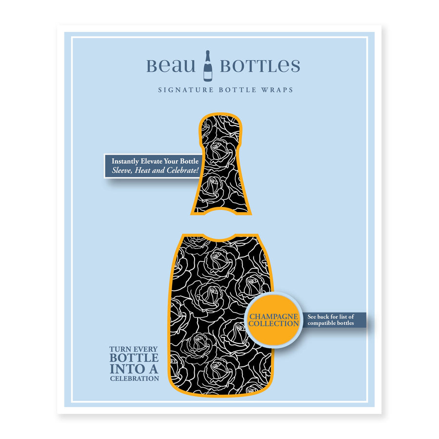 Beau Bottles Black and White Roses – Champagne Collection
