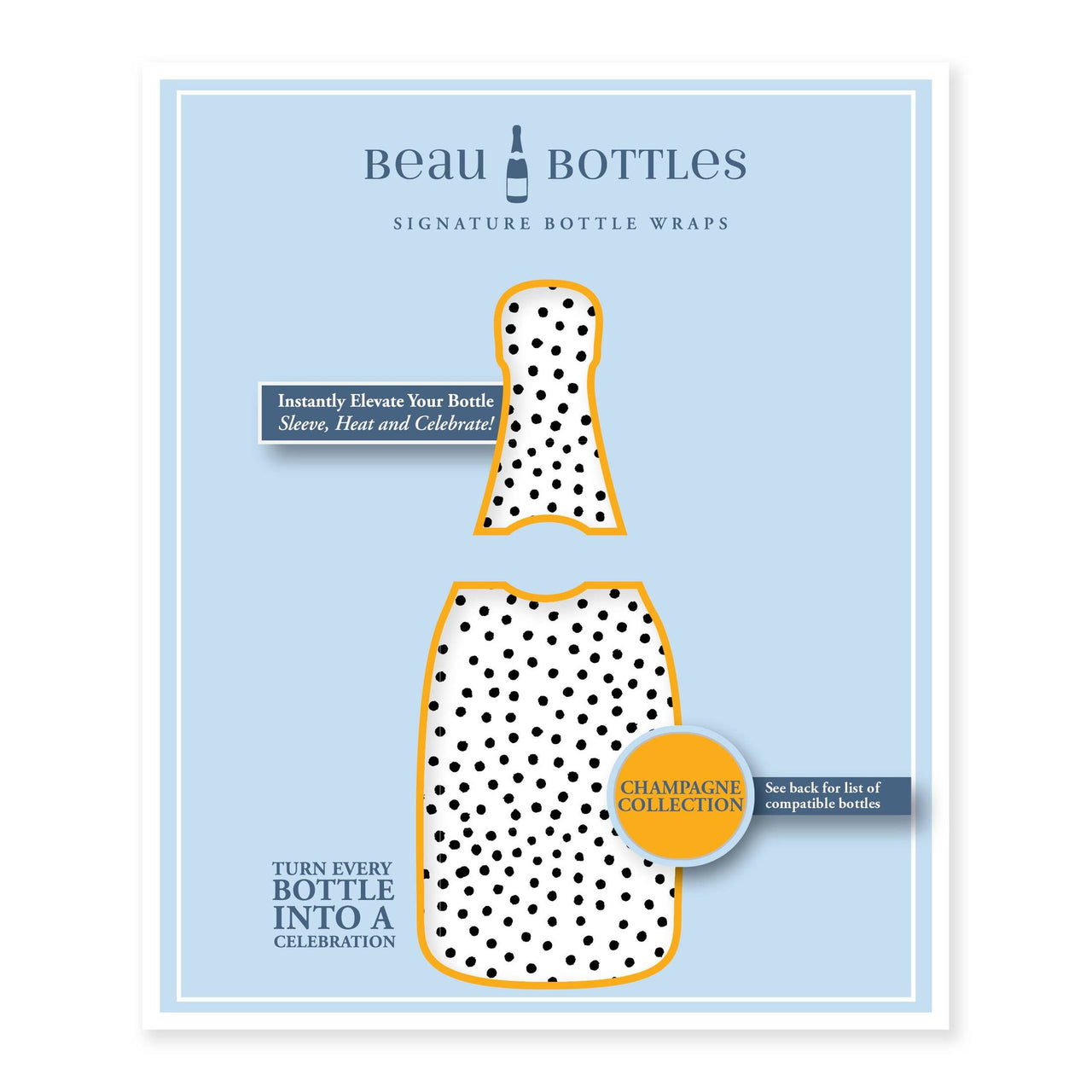 Black and White Dots – Champagne Collection Bottle Wrap on Champagne Bottle
