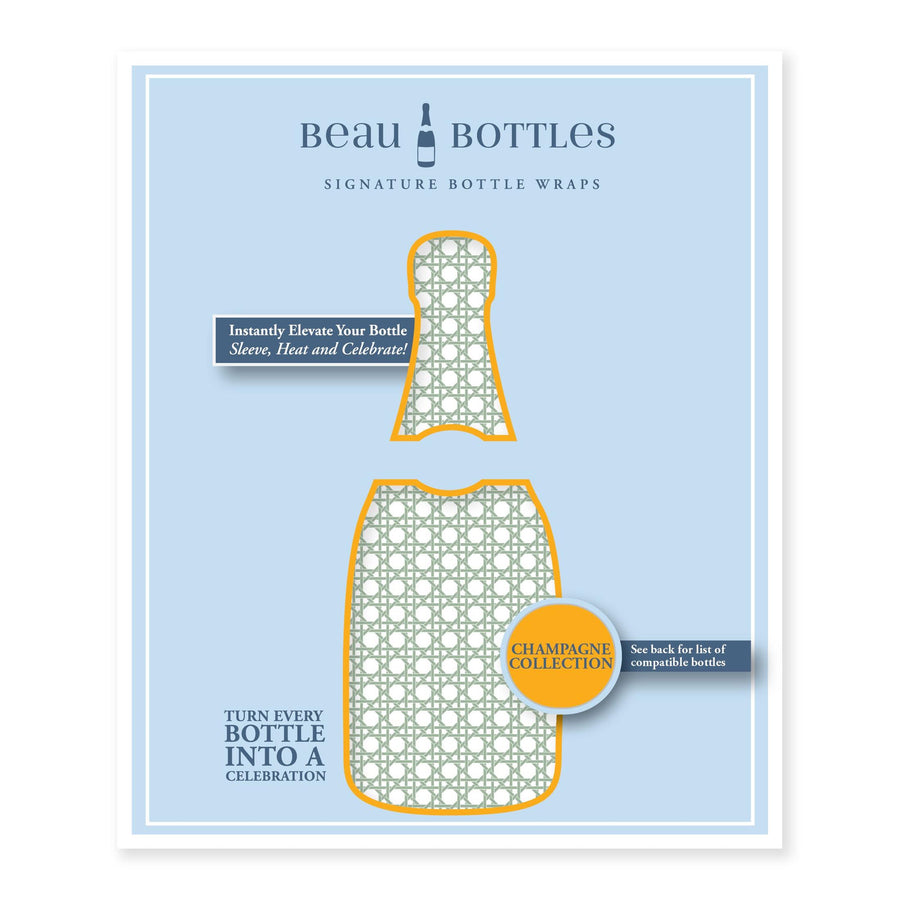 Sage and White Cane – Champagne Collection Bottle Wrap on Champagne Bottle