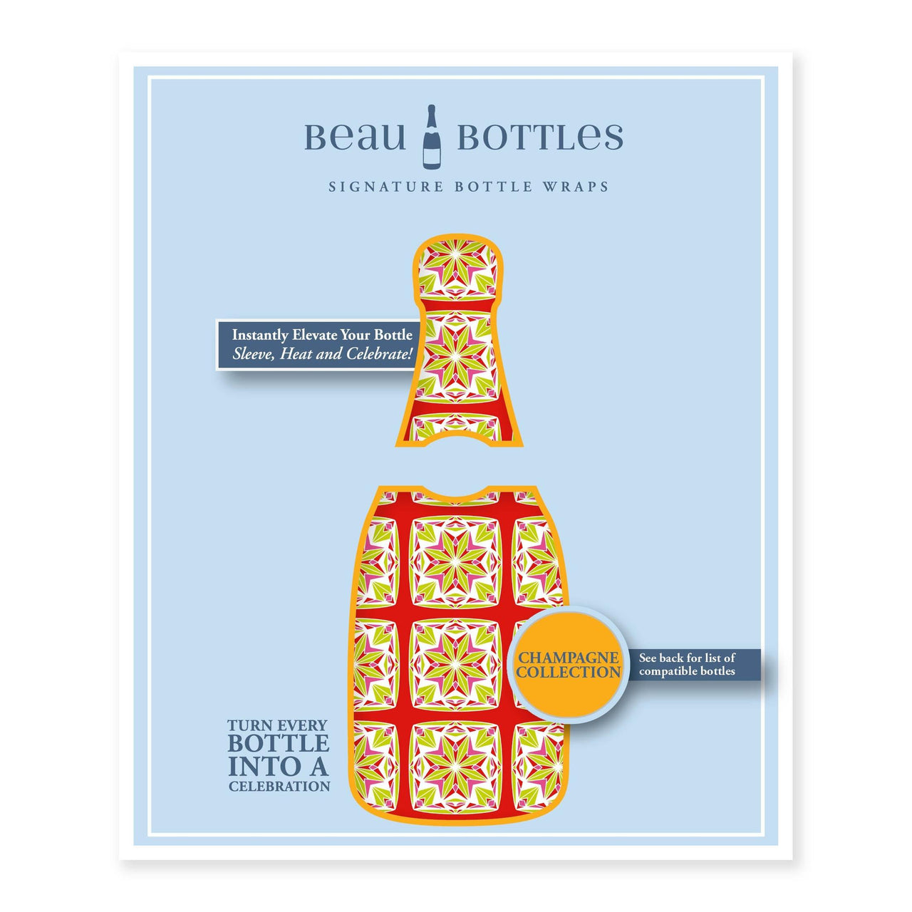 Holiday Kaleidoscope Bottle Wrap on Champagne Bottle