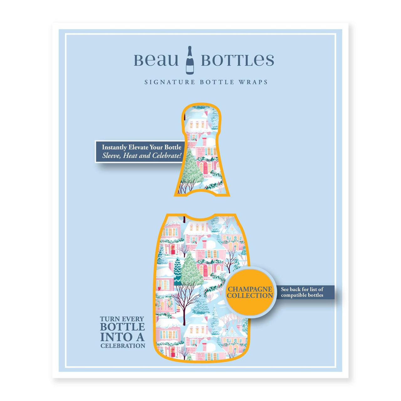 Home for the Holidays Bottle Wrap on Champagne Bottle