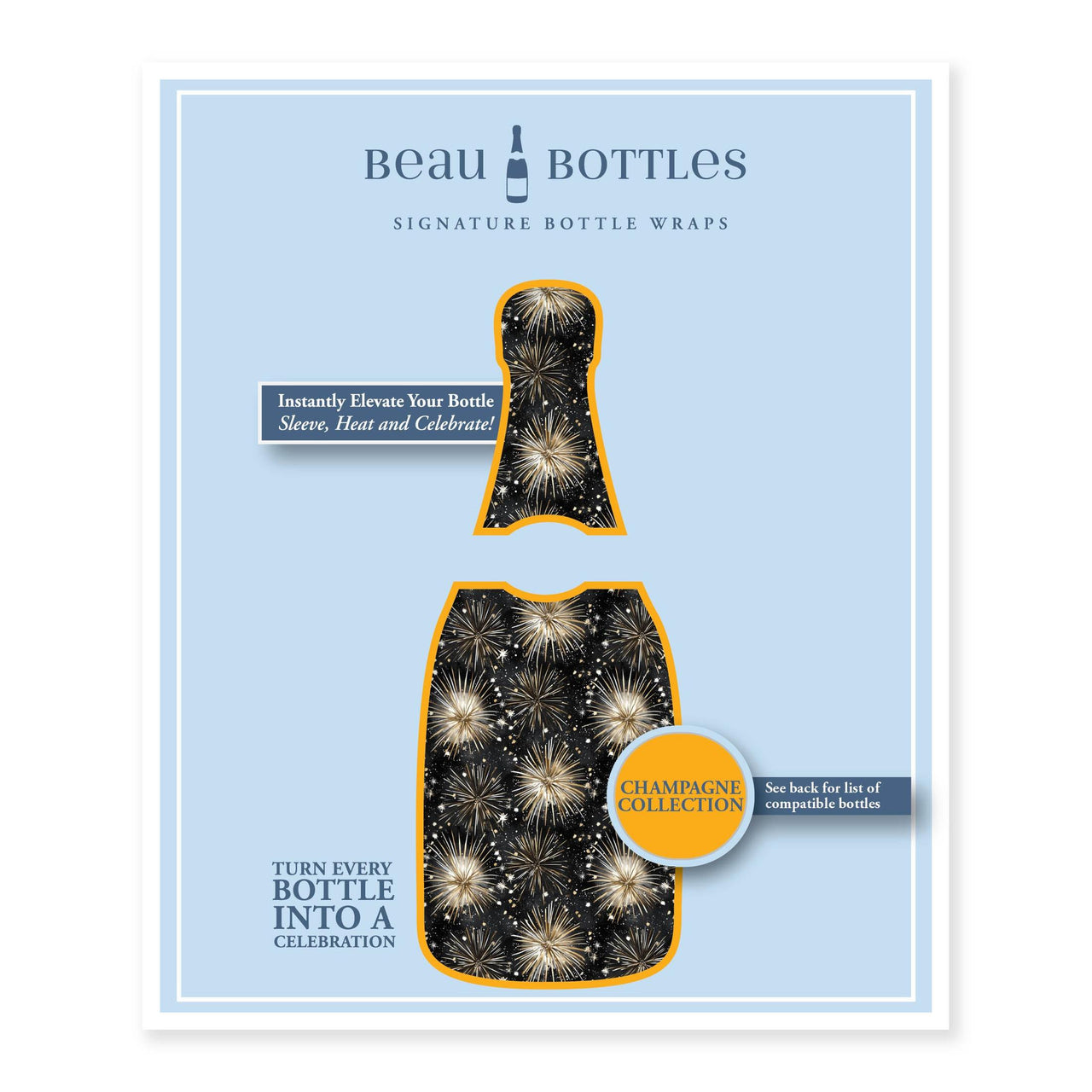 NYE Fireworks Bottle Wrap on Champagne Bottle