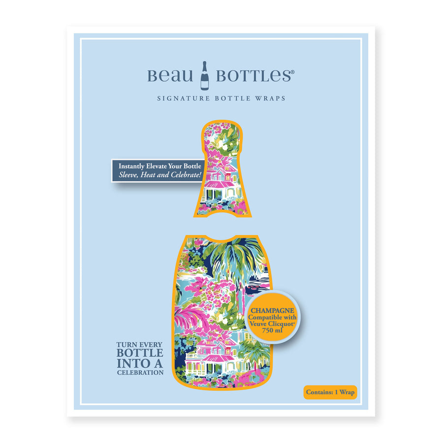 Pink Key West Cottage Champagne Bottle Wrap