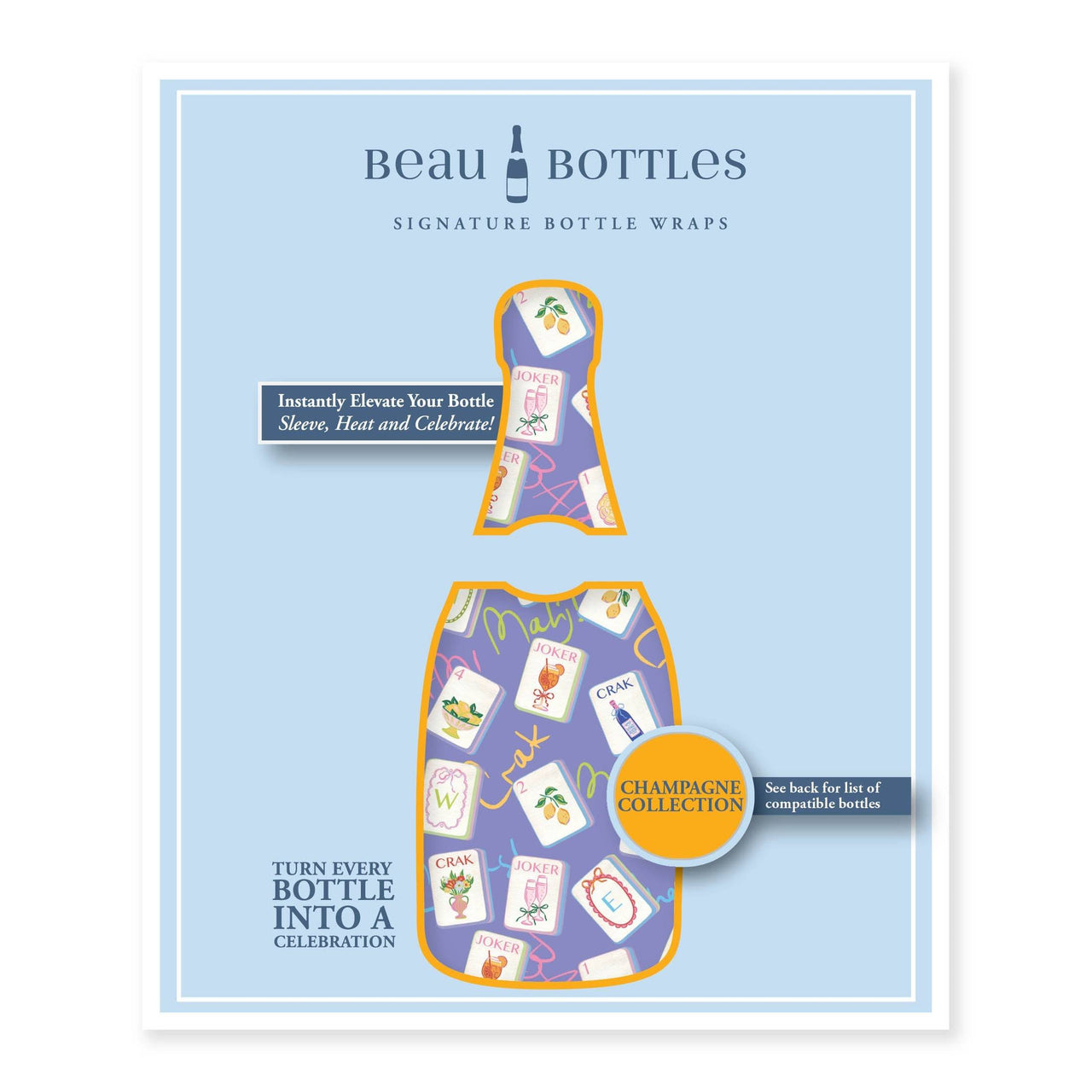 Purple Mahjong Bottle Wrap on Champagne Bottle
