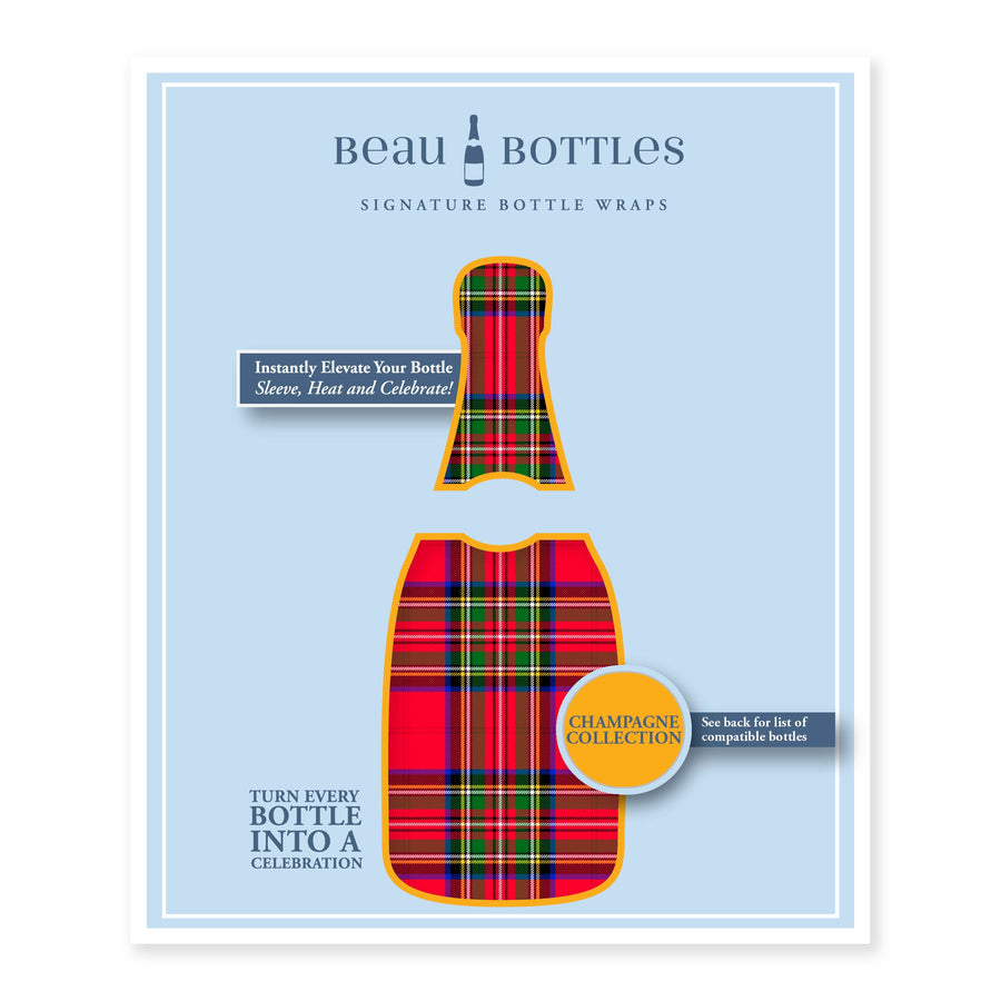 Beau Bottles Red and Green Christmas Tartan - Champagne Collection