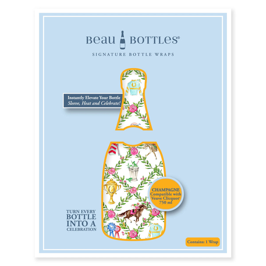 Rosanne Beck Kentucky Derby Champagne Bottle Wrap bottle wrap on a Veuve Clicquot champagne bottle (view 5)