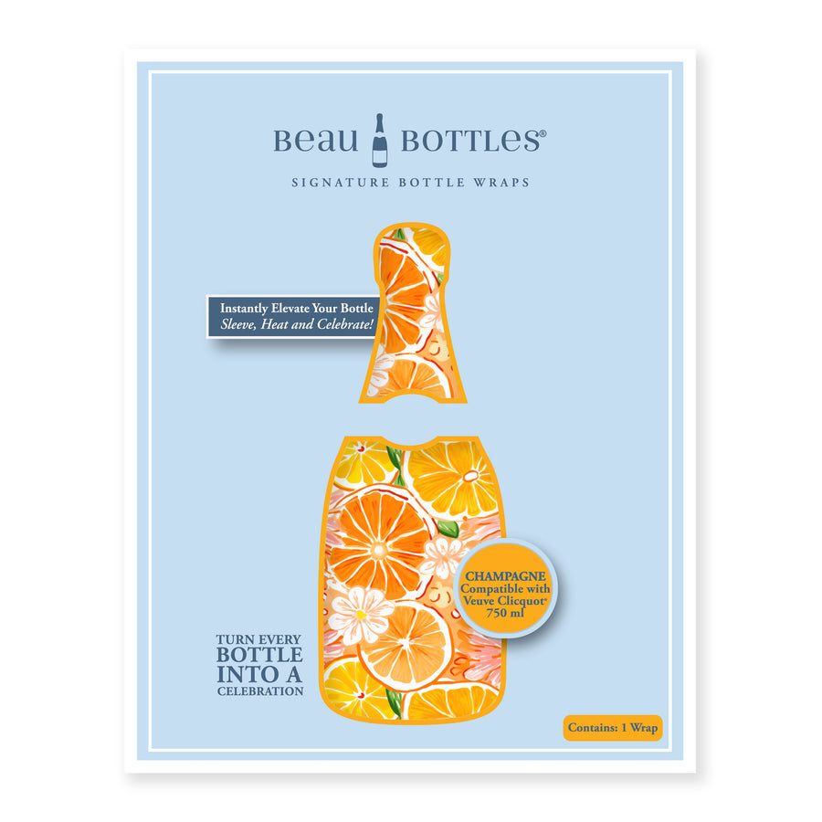 Preppy Watercolor Oranges Champagne Bottle Wrap