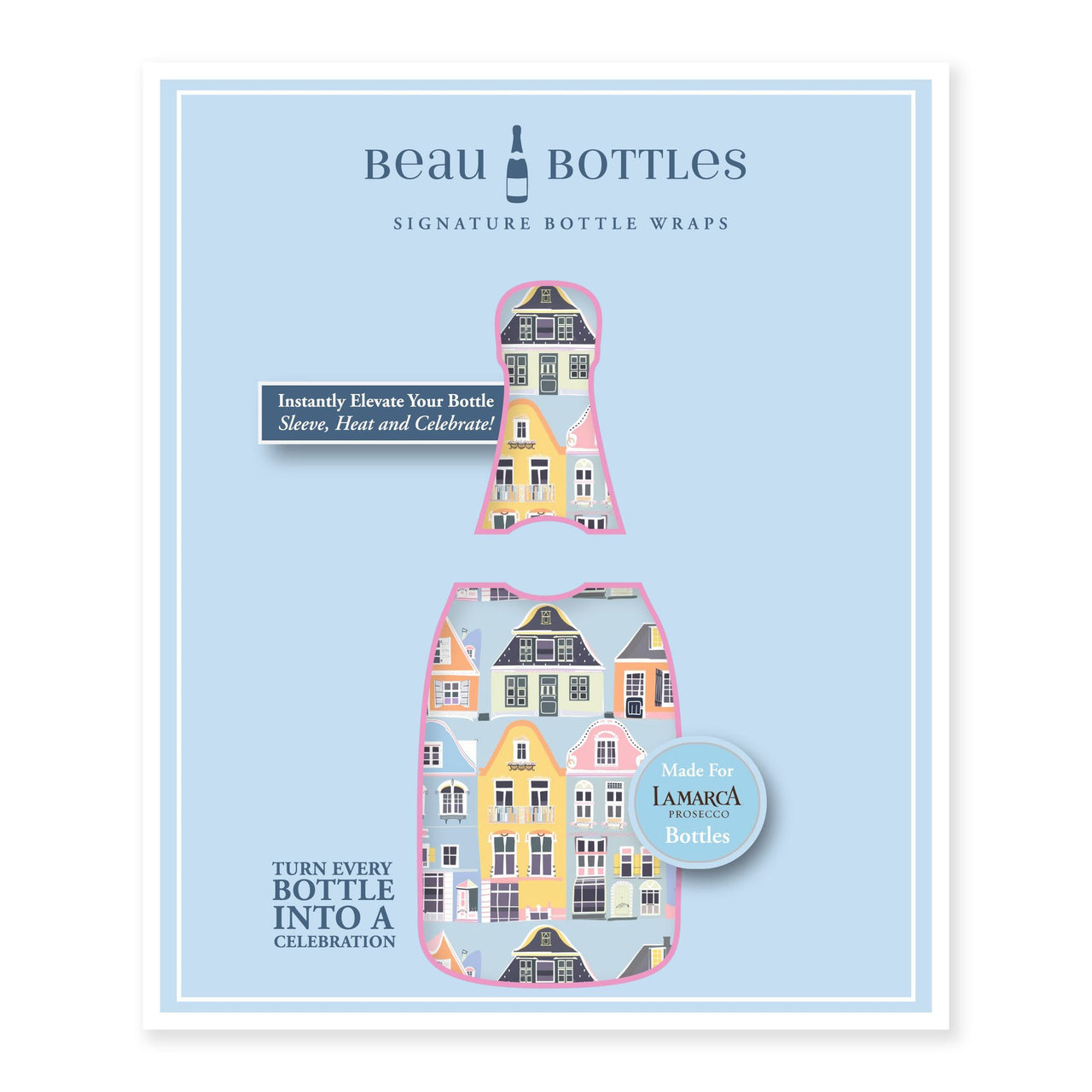 Blue Row Houses Bottle Wrap on La Marca Prosecco