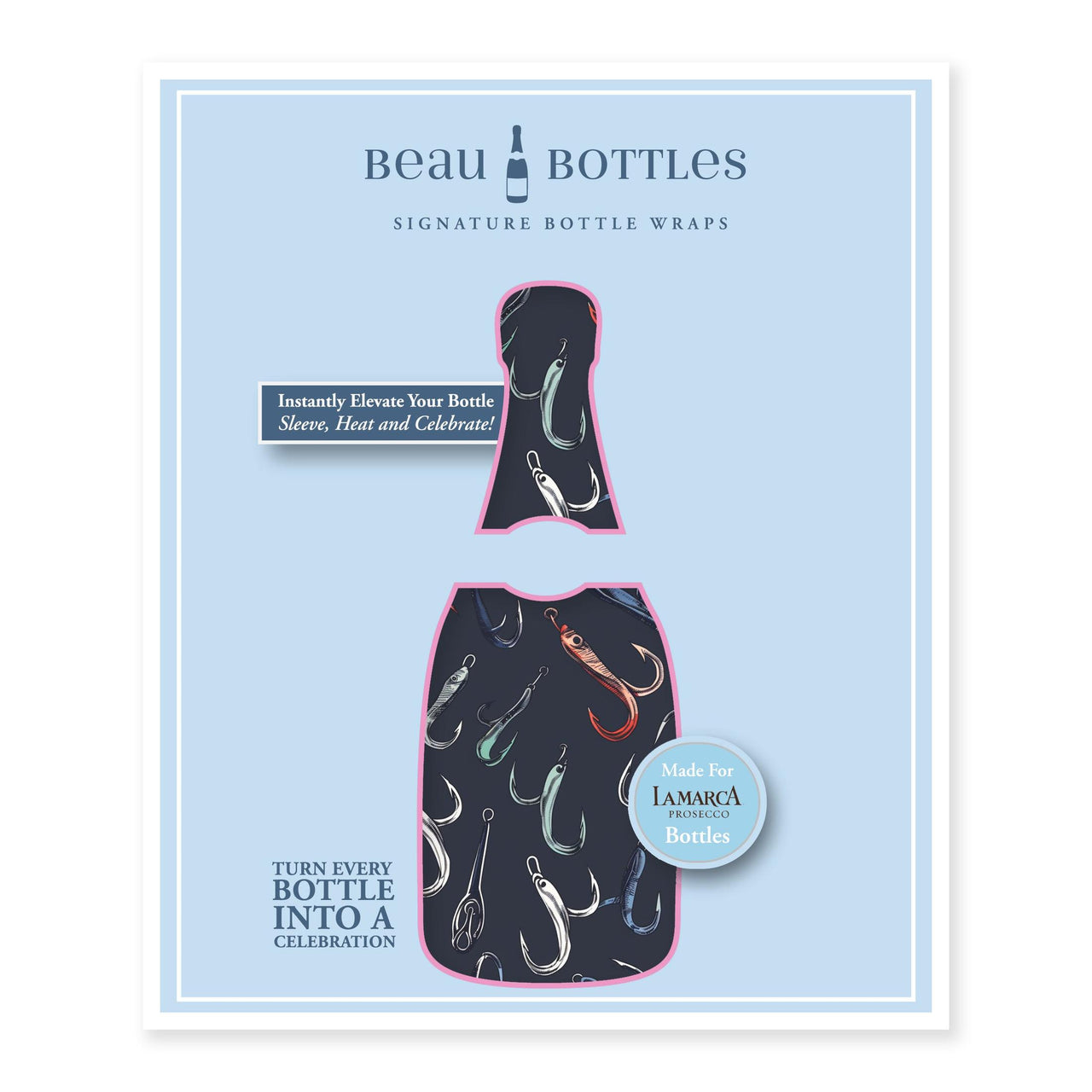 Fishing Hooks Bottle Wrap on La Marca Prosecco