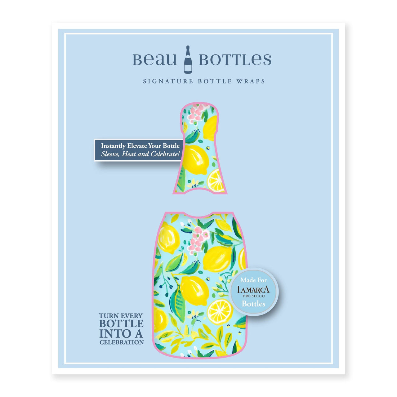 Preppy Lemons Bottle Wrap on La Marca Prosecco