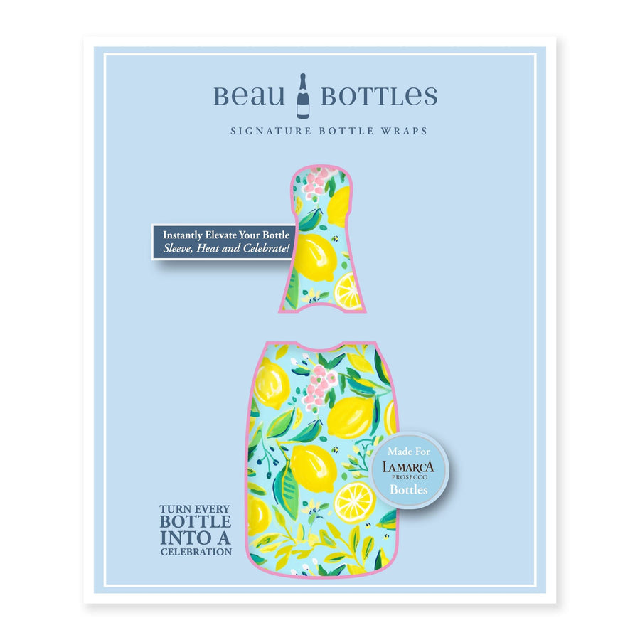 Preppy Lemons Bottle Wrap on La Marca Prosecco