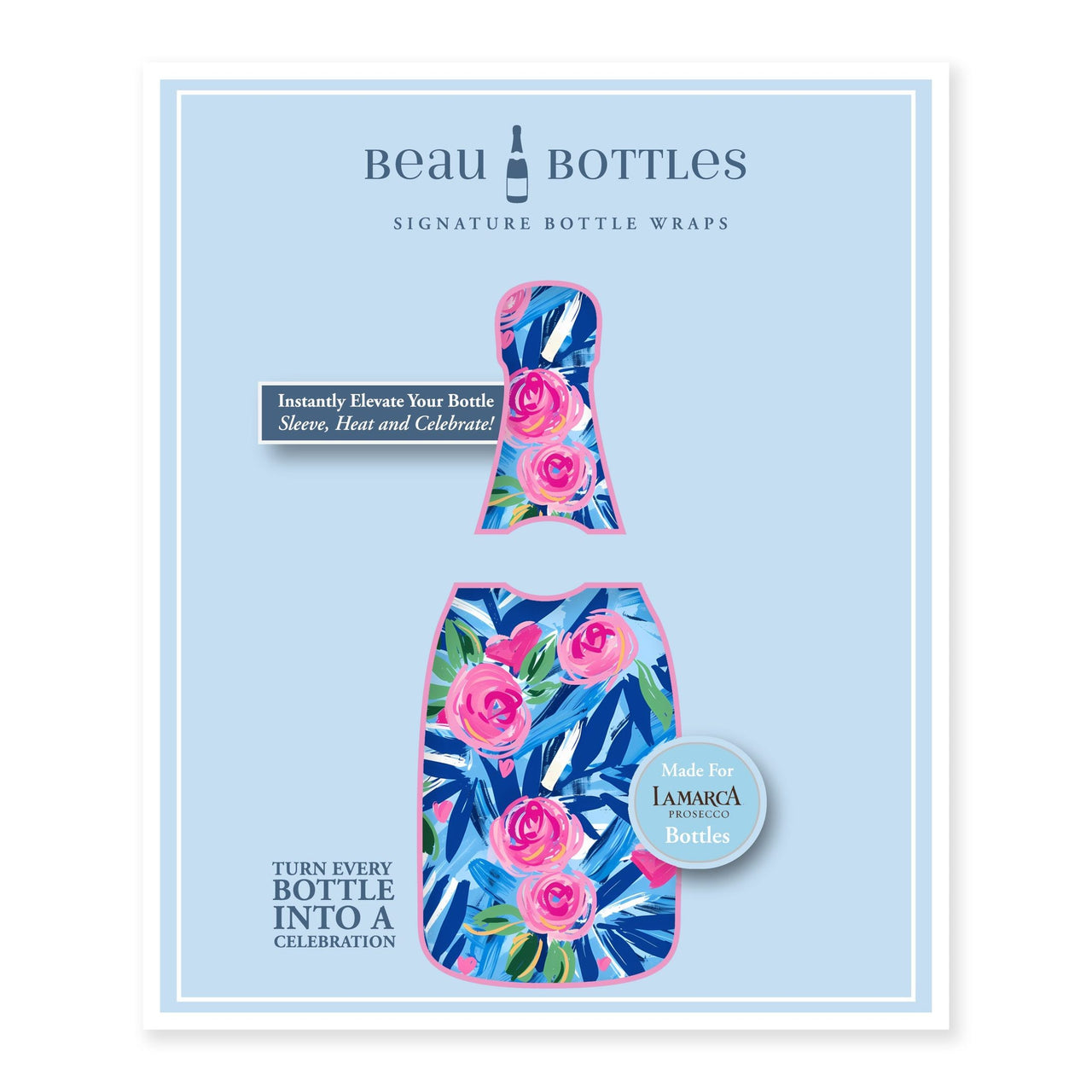 Preppy Roses with Love Bottle Wrap on La Marca Prosecco