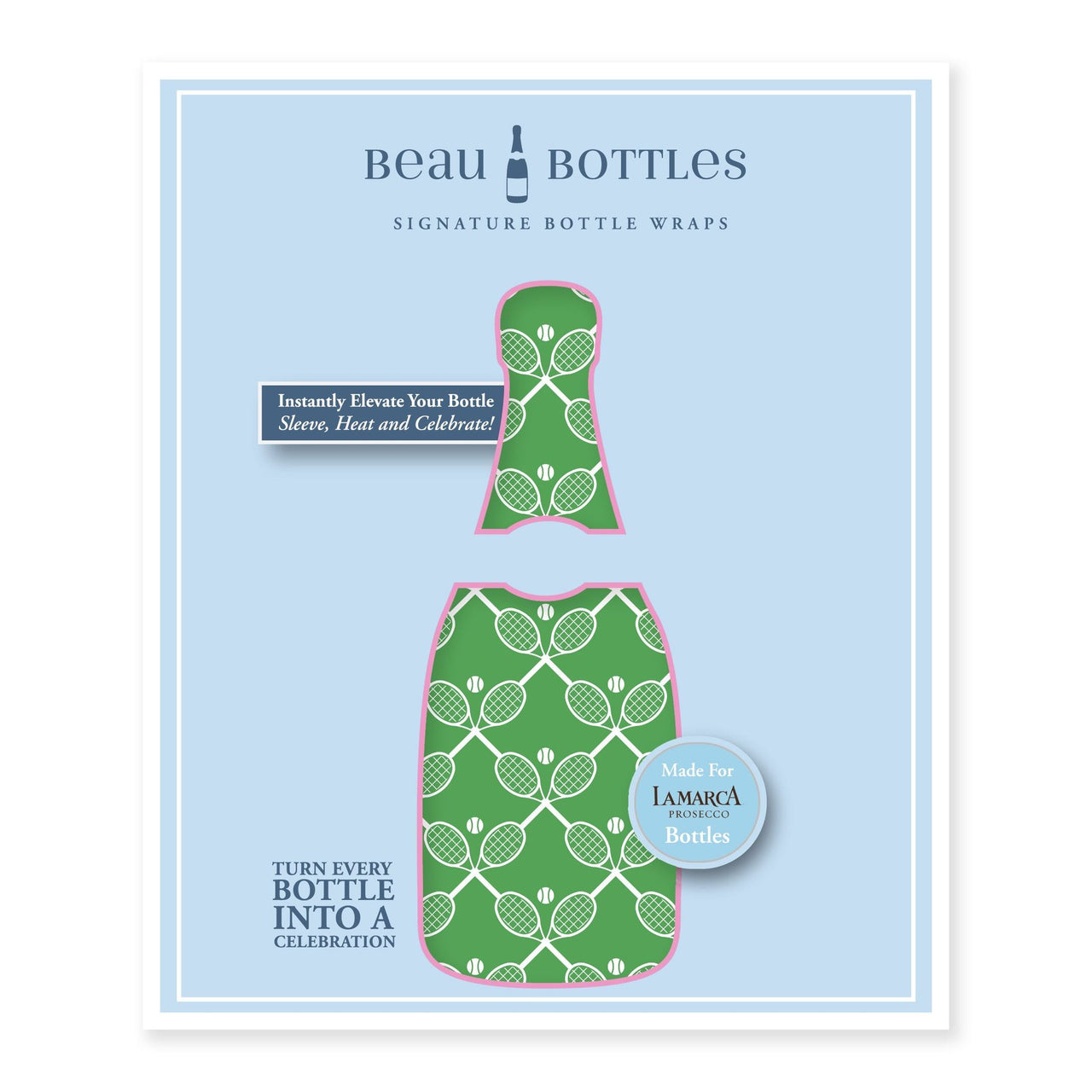 Preppy Tennis Match Bottle Wrap on La Marca Prosecco