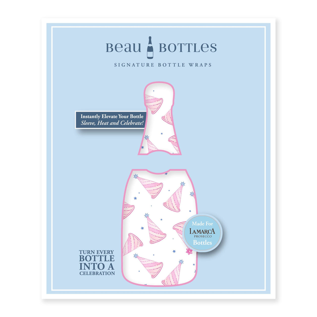 Pastel Birthday Party Hats Bottle Wrap on La Marca Prosecco