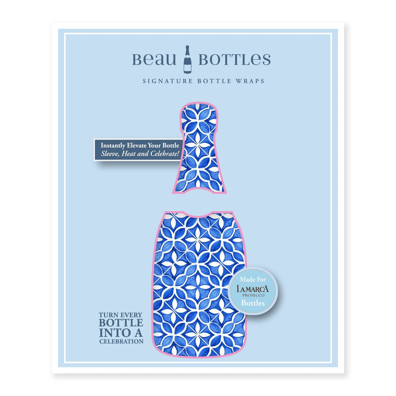 Andalusian Tile Bottle Wrap on La Marca Prosecco