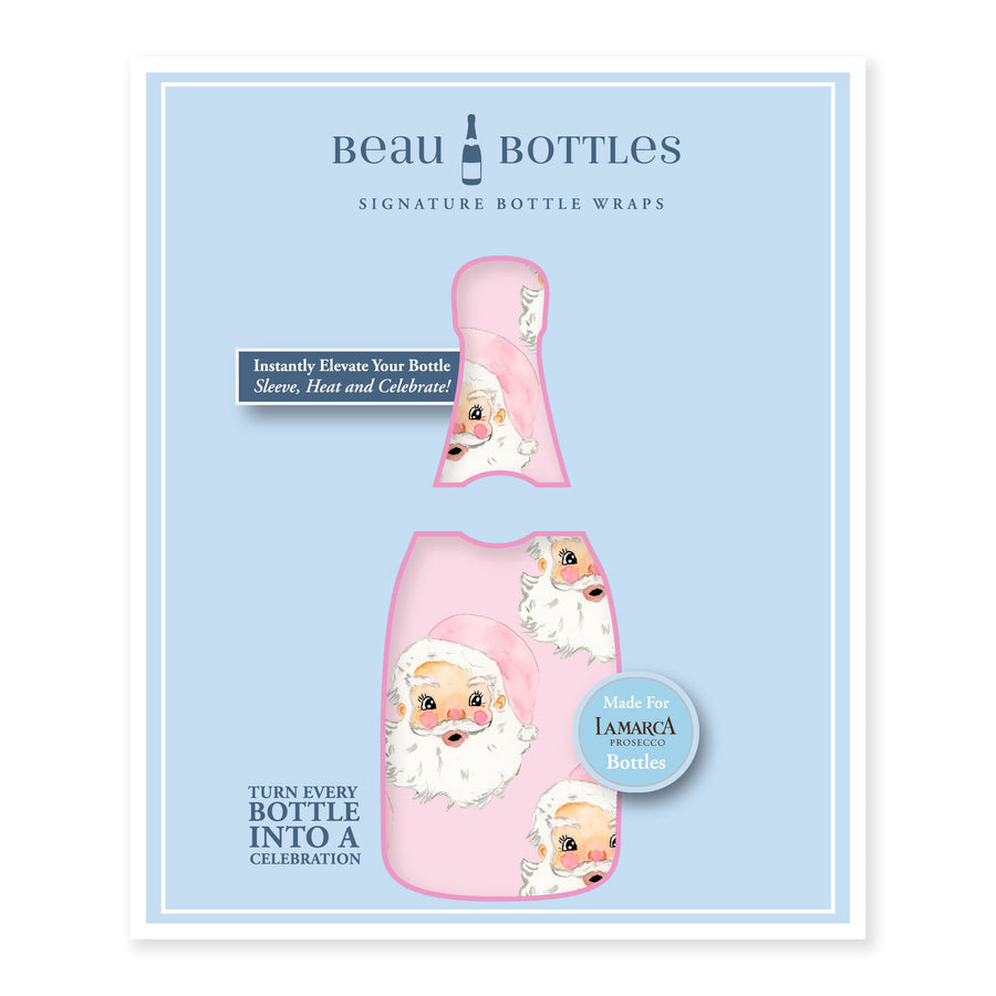 Beau Bottles Limited Edition Watercolor Pink Santa- Prosecco Collection