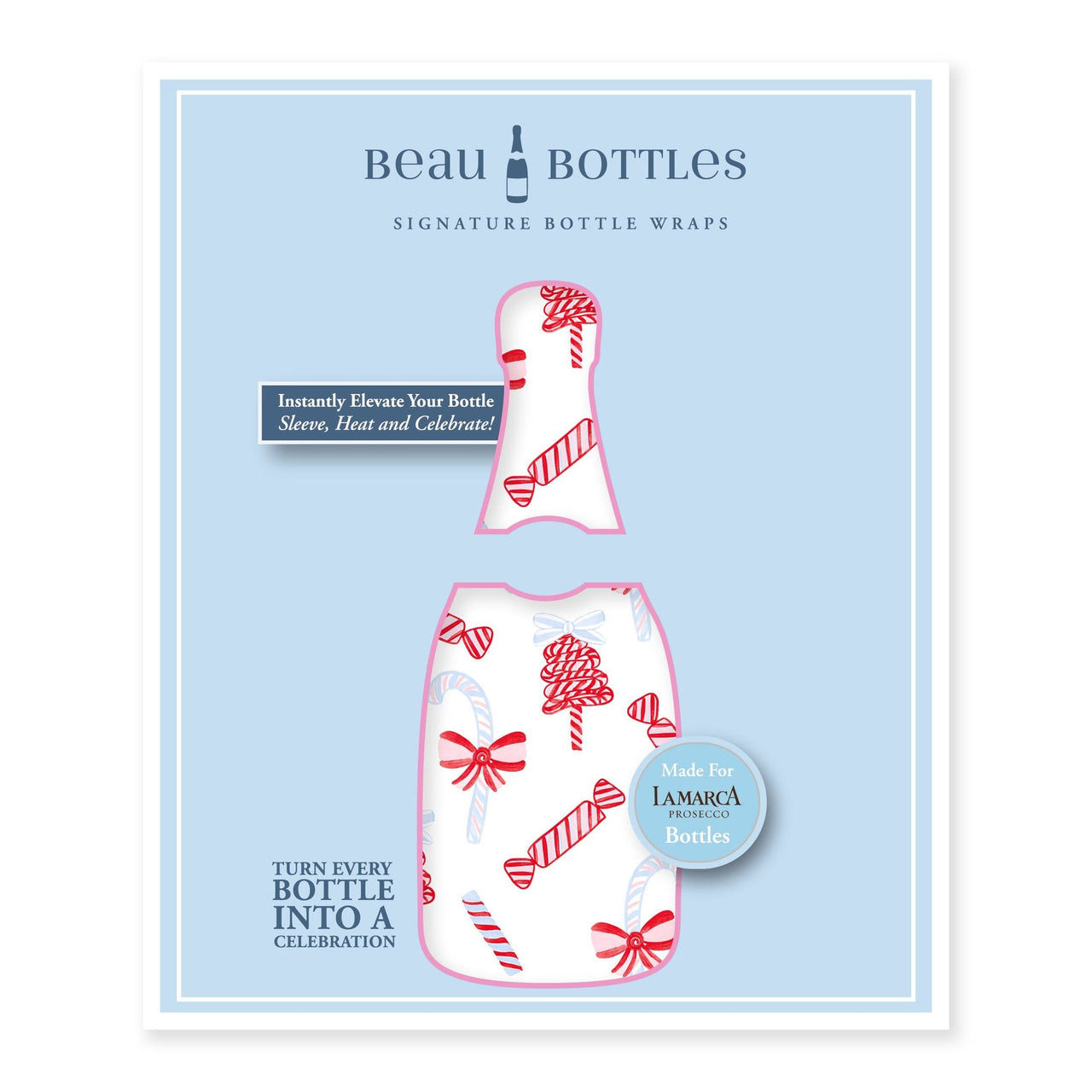 Limited Edition  Luxe Candy Cane Bottle Wrap on La Marca Prosecco