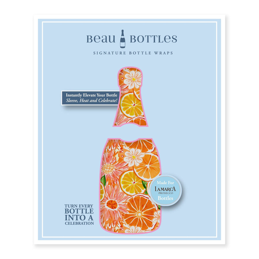 Preppy Watercolor Oranges Bottle Wrap on La Marca Prosecco