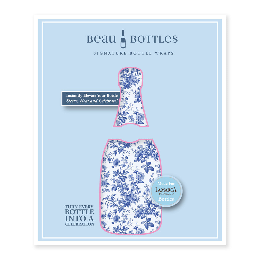 Beau Bottles Grandmillennial Blue Floral - Prosecco Collection