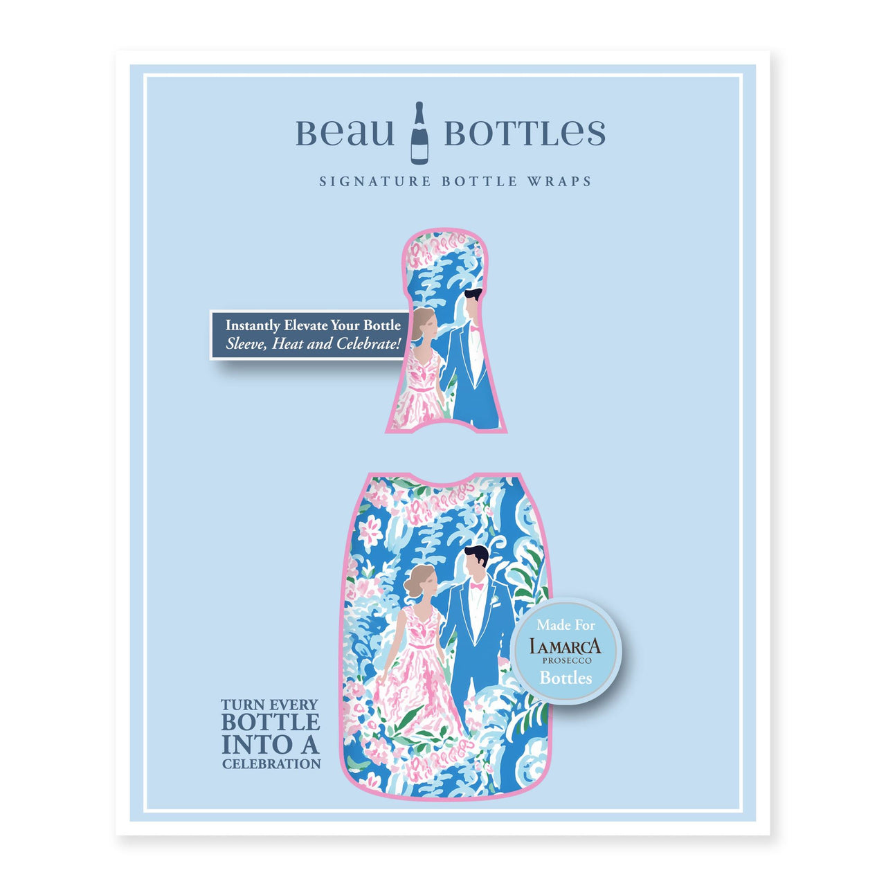 Preppy Bride and Groom Bottle Wrap on La Marca Prosecco