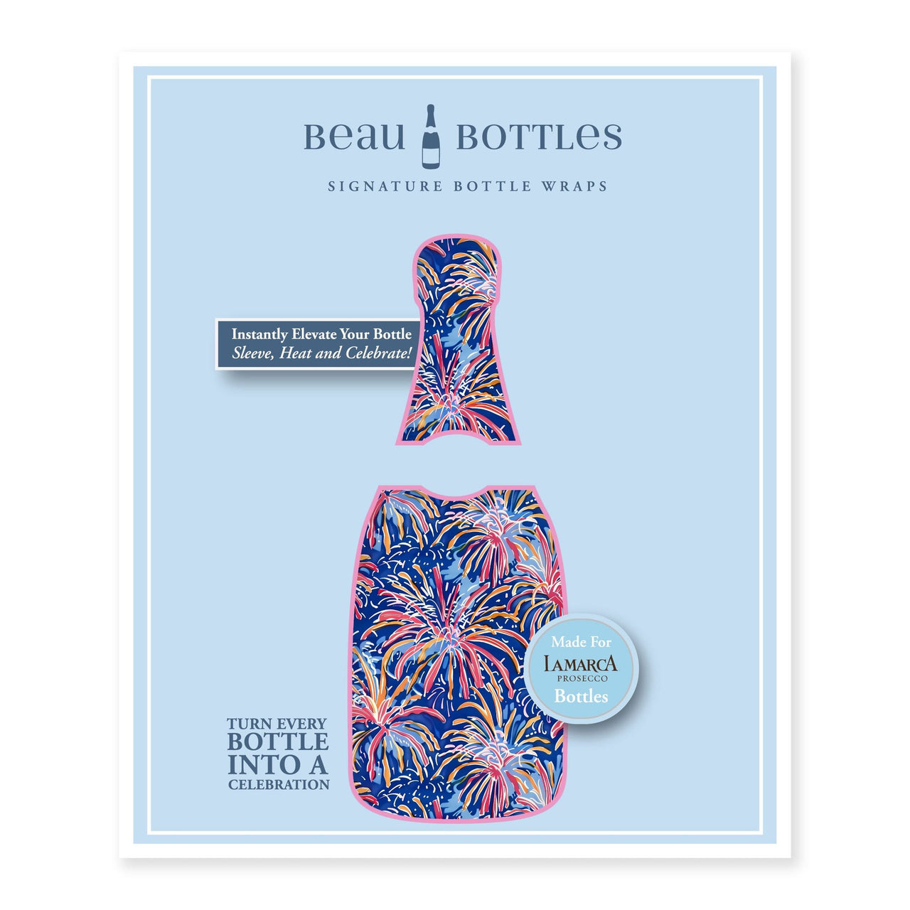 Festive Fireworks Bottle Wrap on La Marca Prosecco