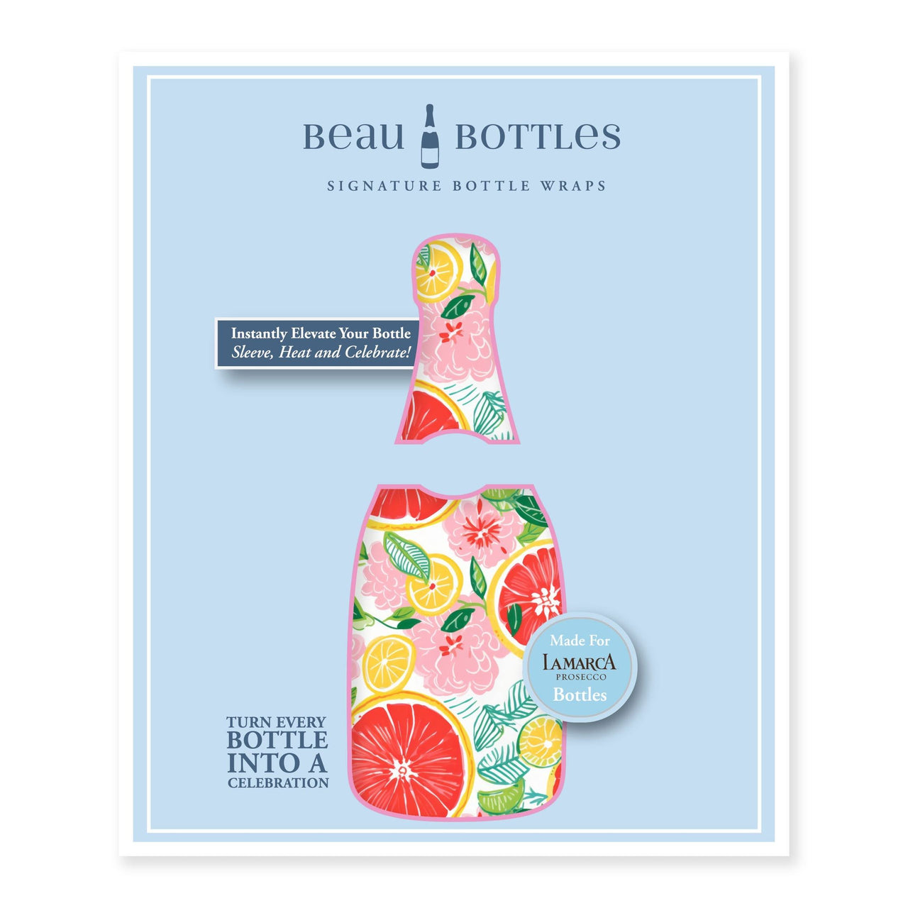Preppy Grapefruits Bottle Wrap on La Marca Prosecco