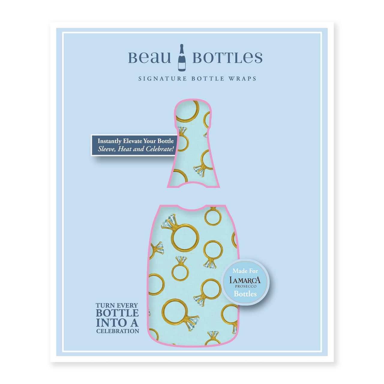 Blue Engagement Ring Bottle Wrap on La Marca Prosecco