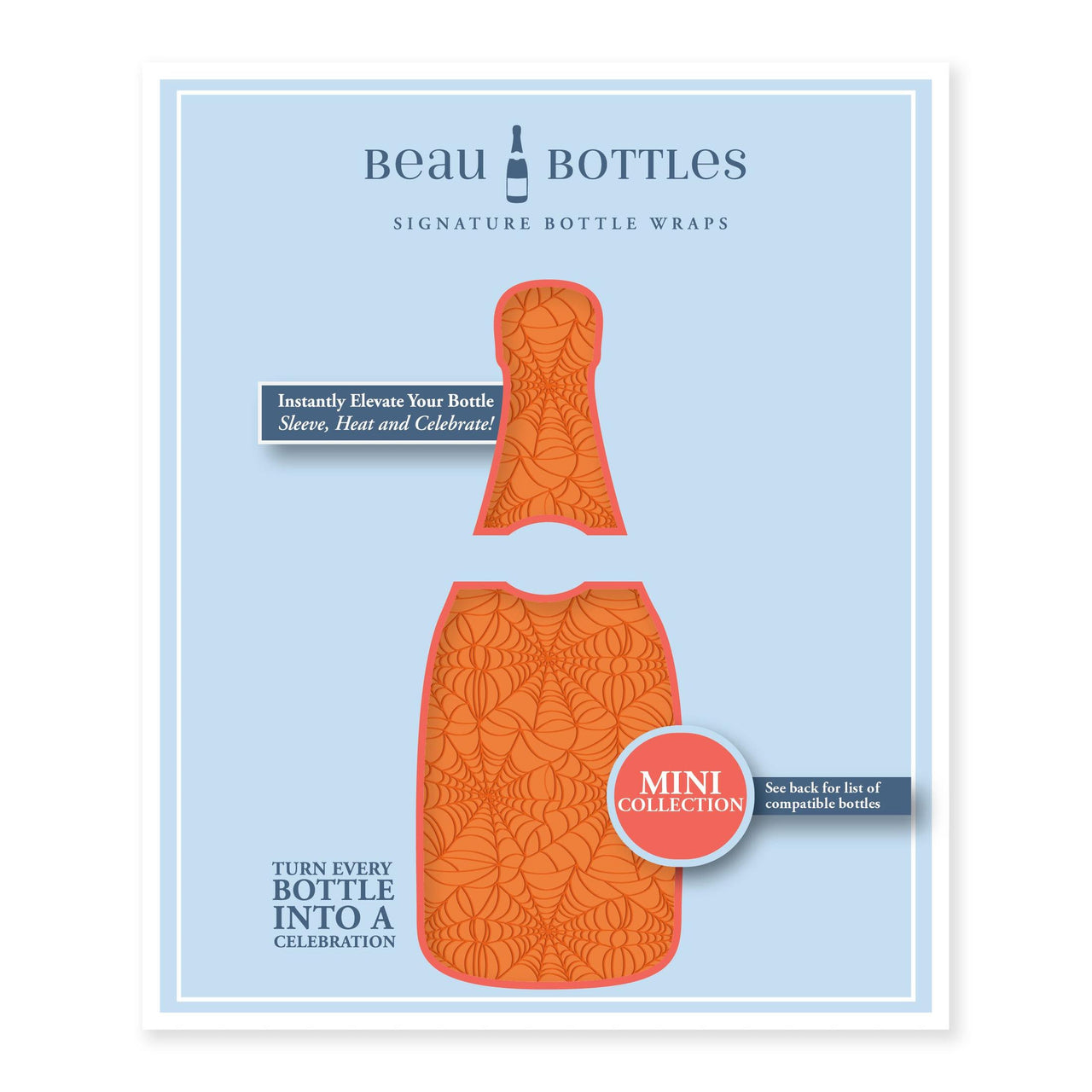 Candy Corn Web Mini Bottle Wrap Set on Mini La Marca Prosecco