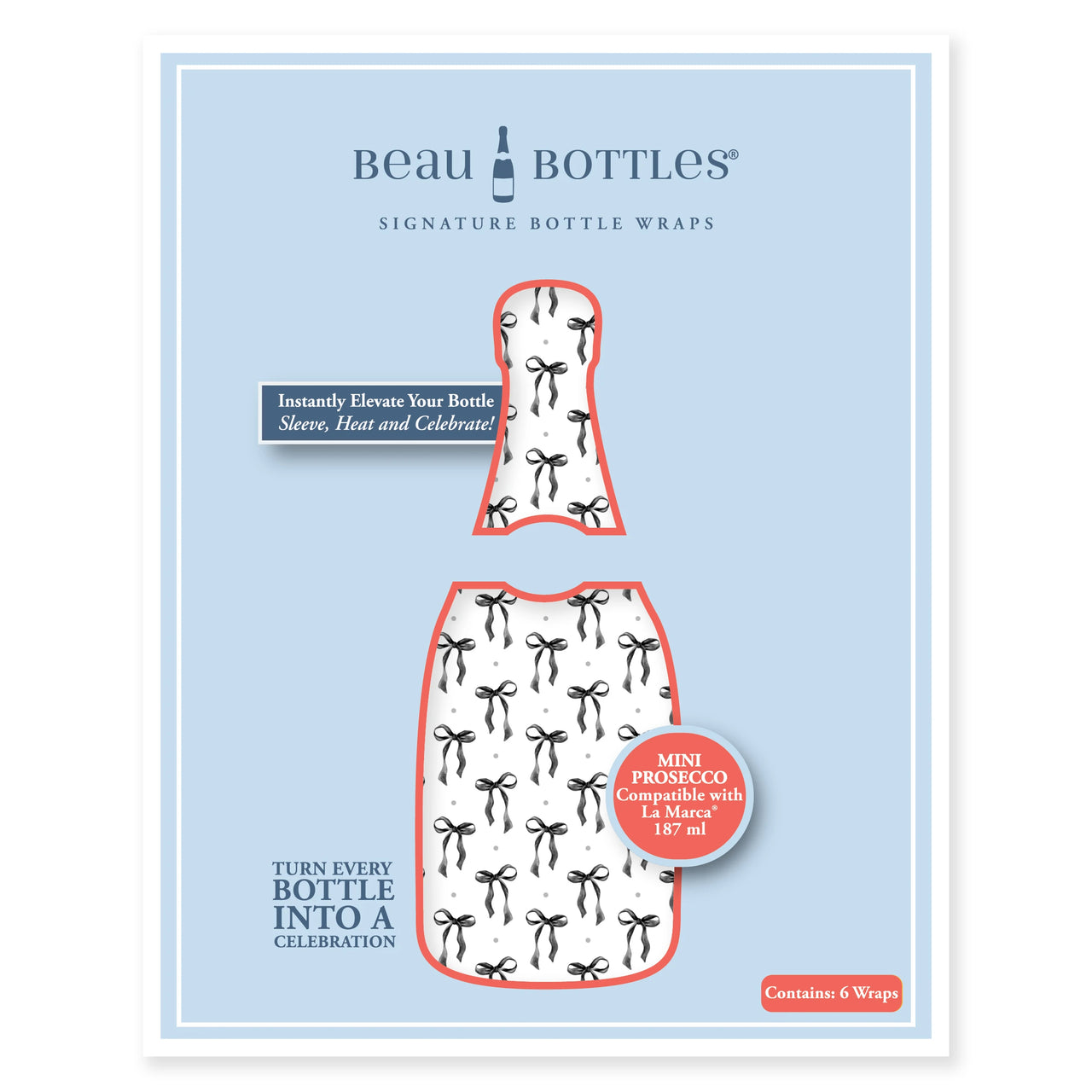 Beau Bottles Grandmillennial Black Bow- Champagne Collection