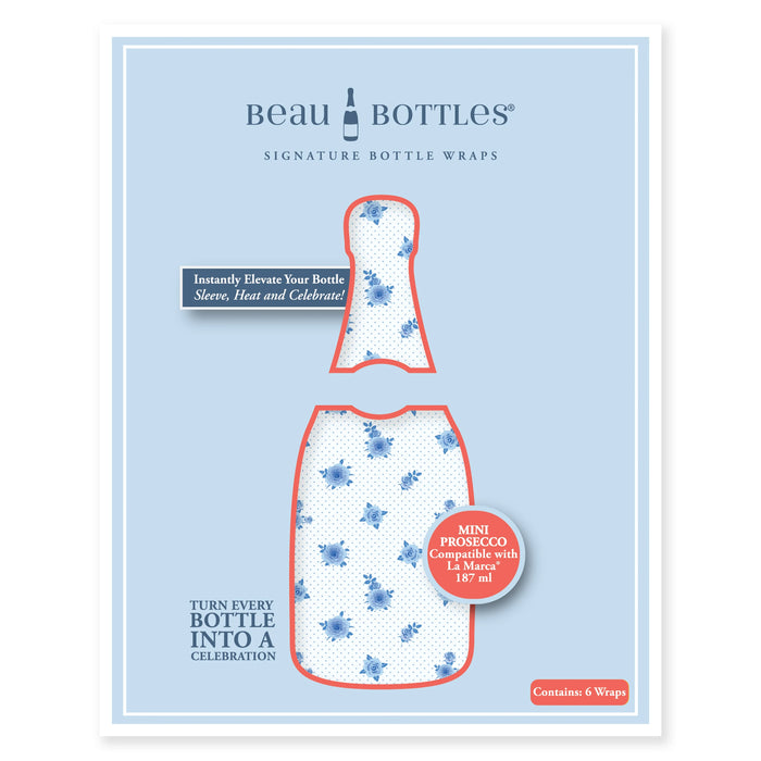 Blue Chateau Dots Mini Prosecco Wraps (Set of 3) — 360 view