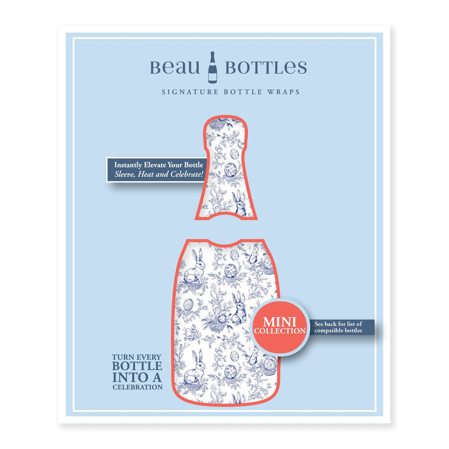 Blue Easter Bunny Toile Mini Bottle Wrap Set on Mini La Marca Prosecco