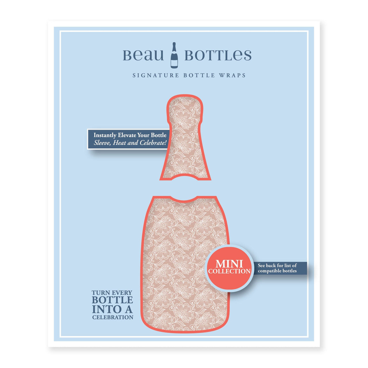 Blush Lace Florals Mini Bottle Wrap Set on Mini La Marca Prosecco
