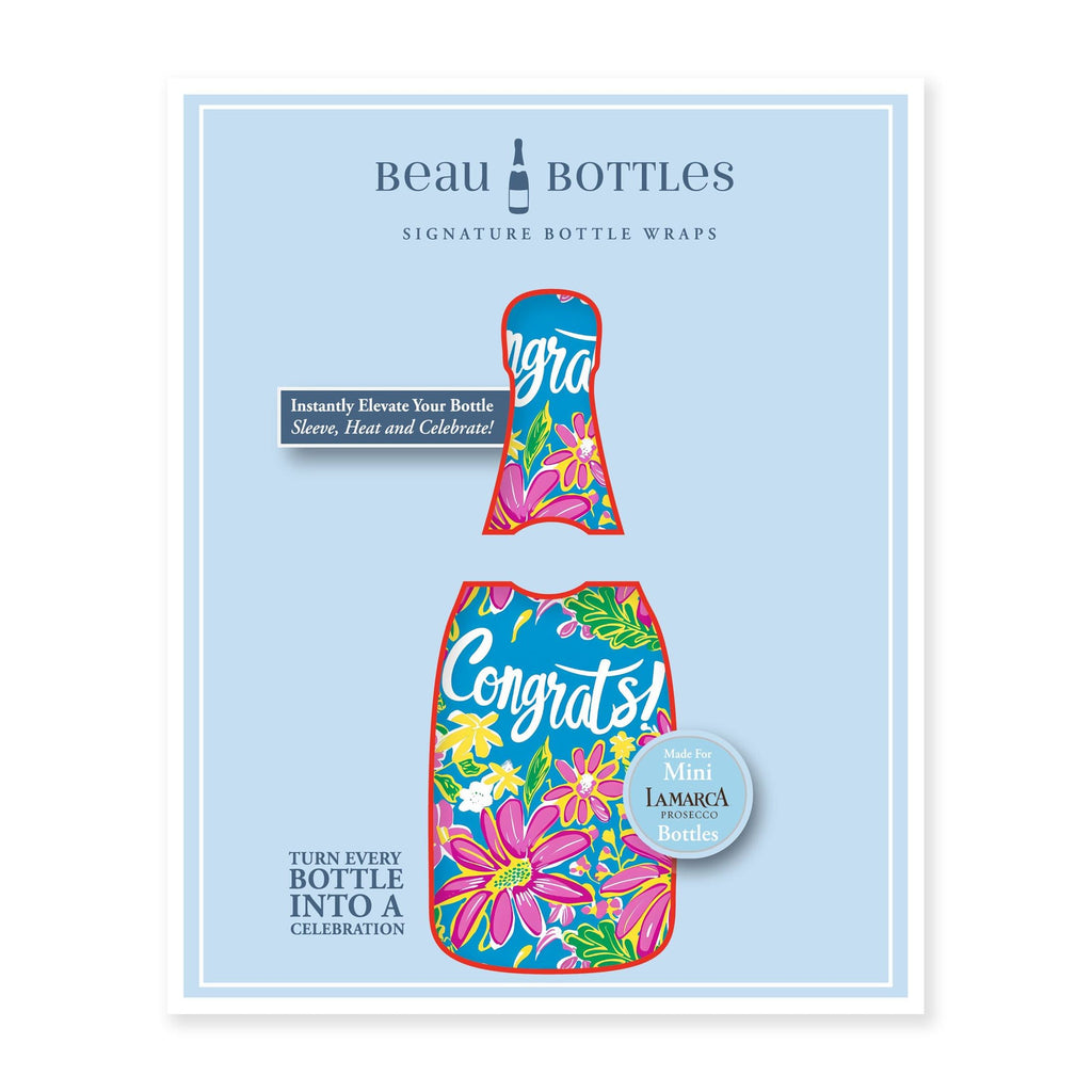 Preppy Congrats Mini Bottle Wrap Set on Mini La Marca Prosecco