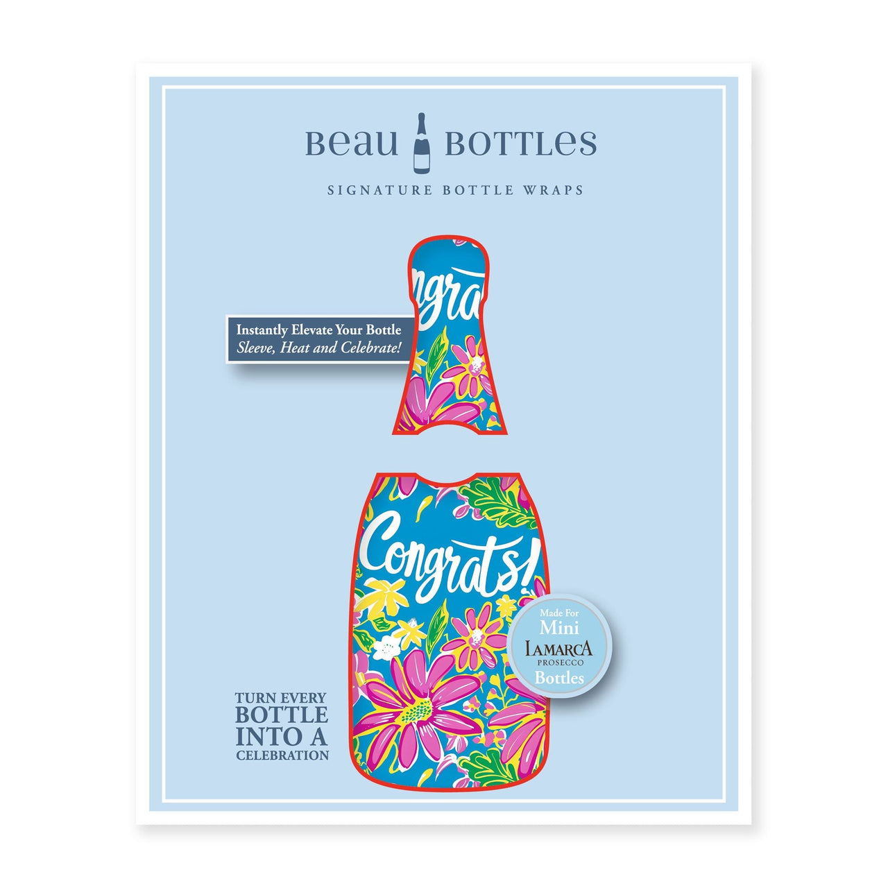 Preppy Congrats Mini Bottle Wrap Set on Mini La Marca Prosecco
