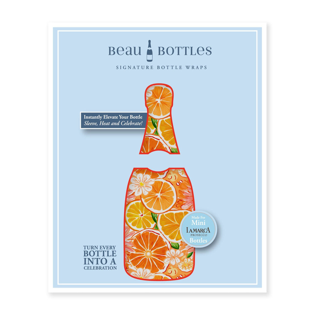 Preppy Watercolor Oranges Mini Bottle Wrap Set on Mini La Marca Prosecco