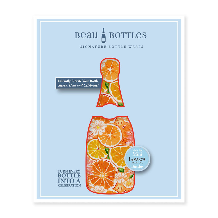 Preppy Watercolor Oranges Mini Bottle Wrap Set on Mini La Marca Prosecco