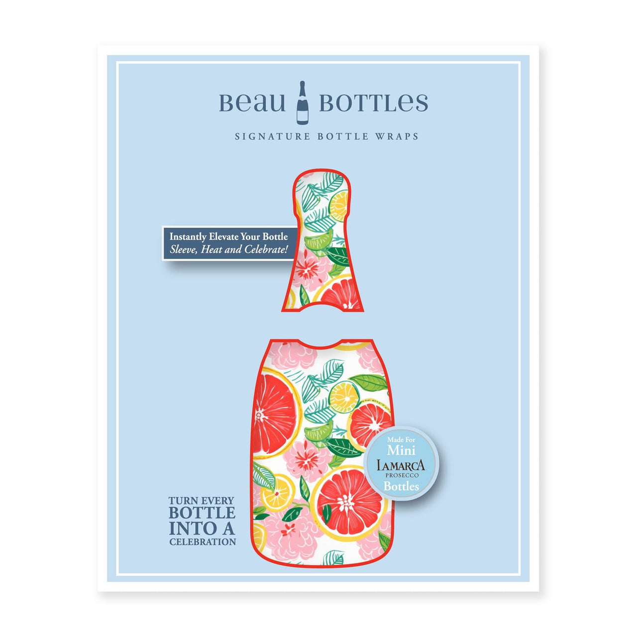 Preppy Grapefruits Mini Bottle Wrap Set on Mini La Marca Prosecco