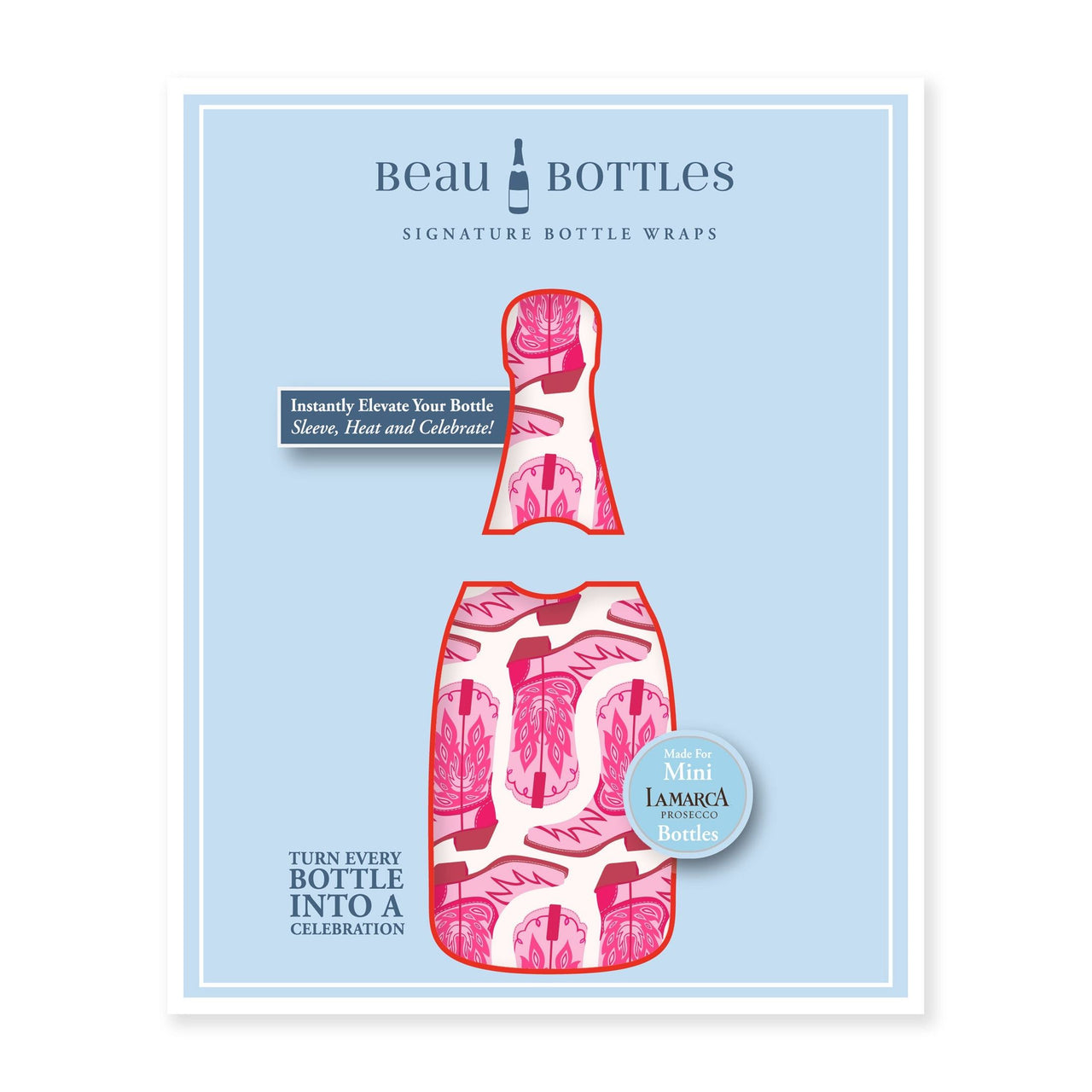 Cowgirl Mini Bottle Wrap Set on Mini La Marca Prosecco