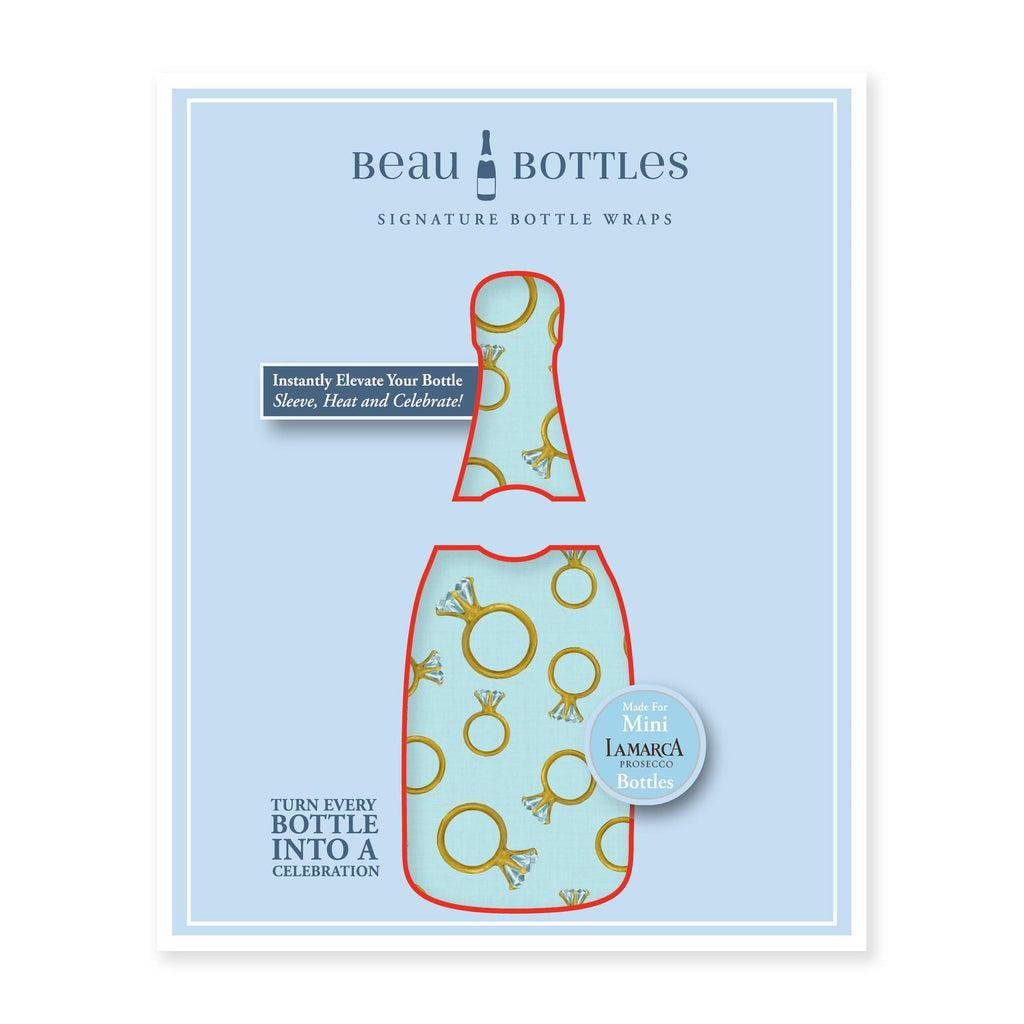Blue Engagement Ring Mini Bottle Wrap Set on Mini La Marca Prosecco