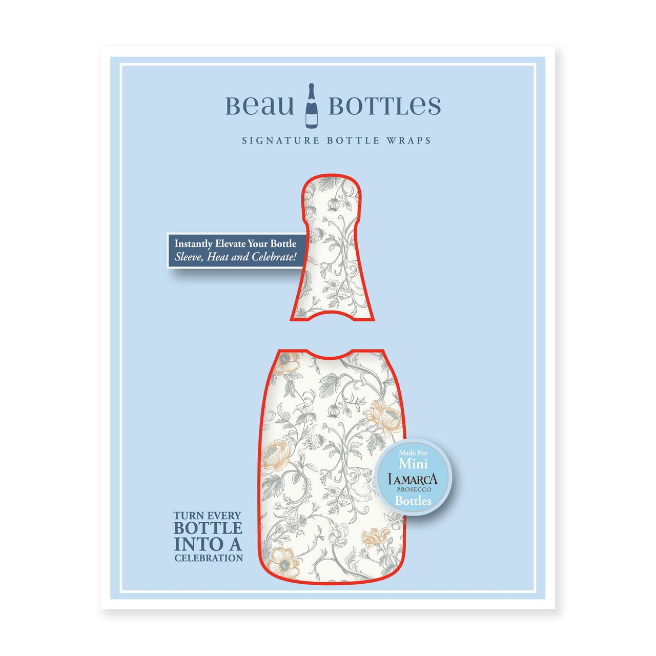 Floral Bridal Bliss Mini Bottle Wrap Set on Mini La Marca Prosecco