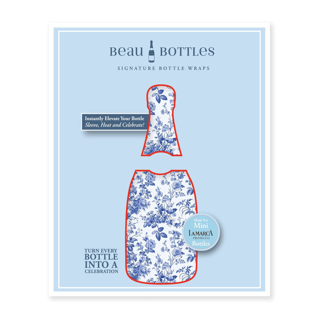 Blue Floral Mini Bottle Wrap Set on Mini La Marca Prosecco
