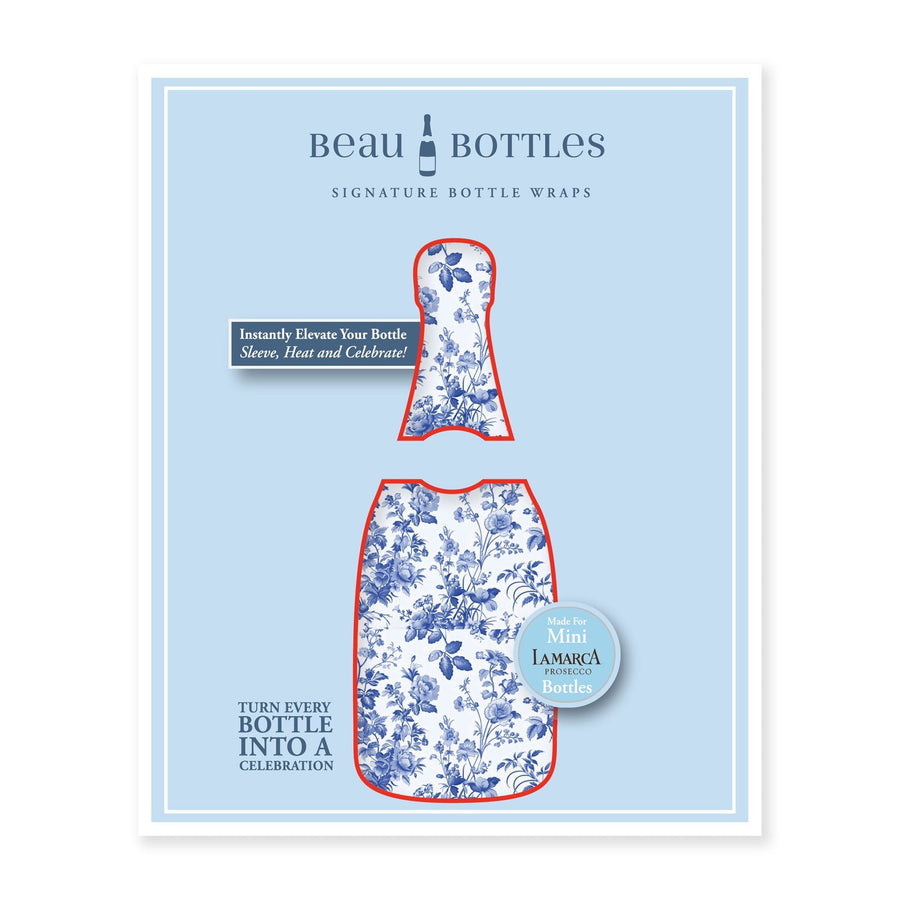 Blue Floral Mini Bottle Wrap Set on Mini La Marca Prosecco