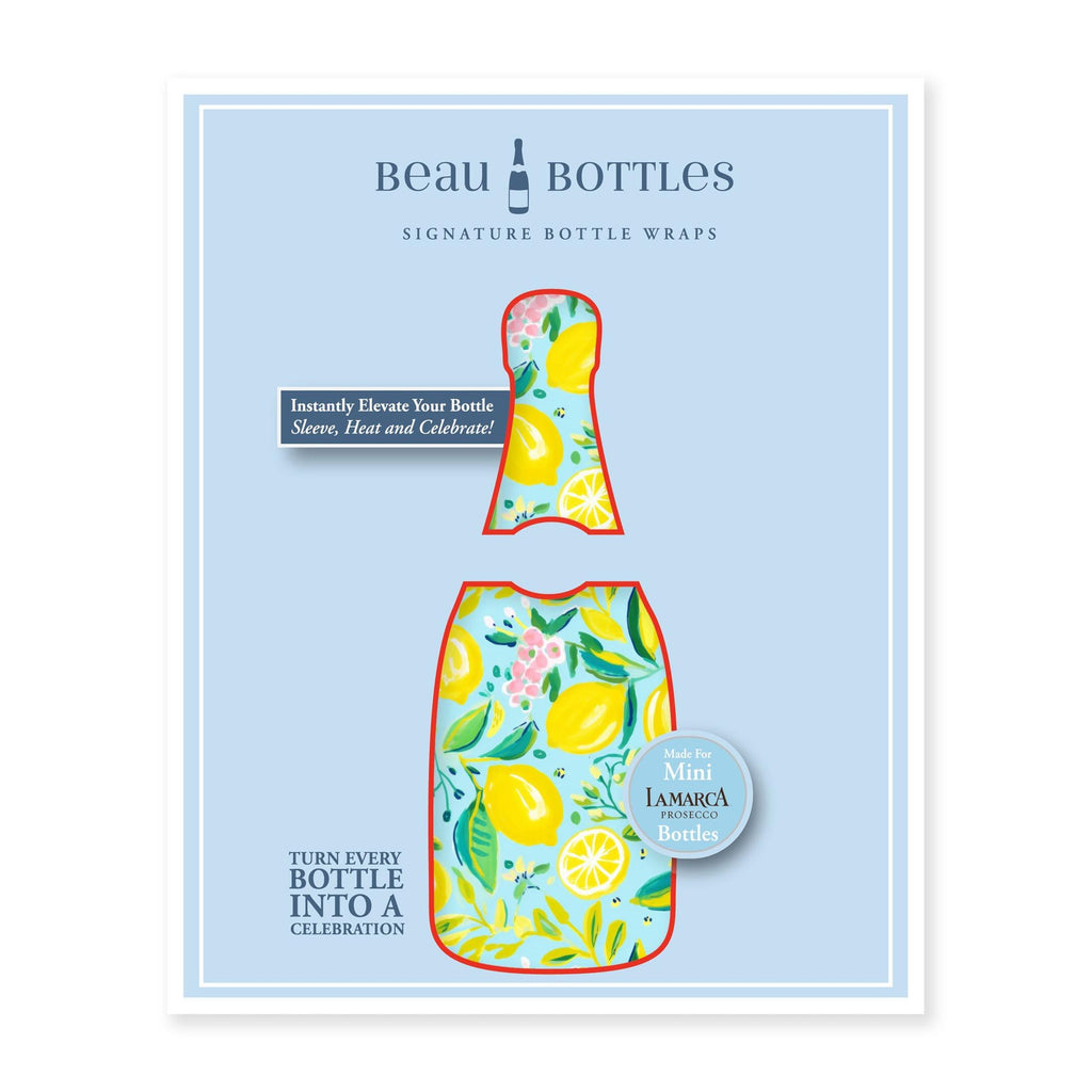 Preppy Lemons Mini Bottle Wrap Set on Mini La Marca Prosecco