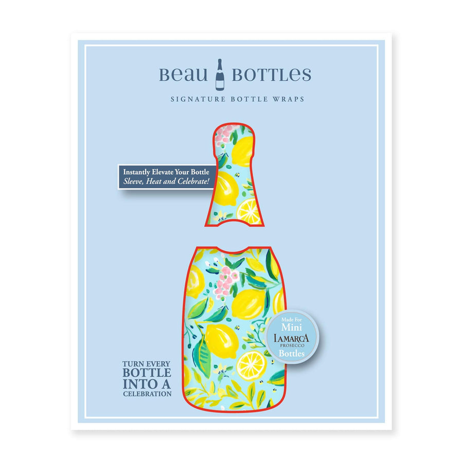 Preppy Lemons Mini Bottle Wrap Set on Mini La Marca Prosecco
