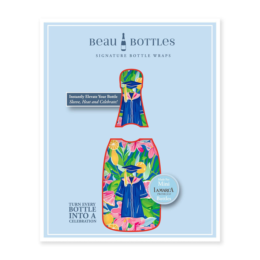 Floral Graduation Mini Bottle Wrap Set on Mini La Marca Prosecco